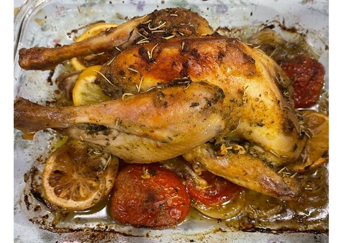 Roasted chicken with garlic herb
