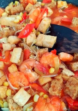 Foto resep Udang asam manis + sayur