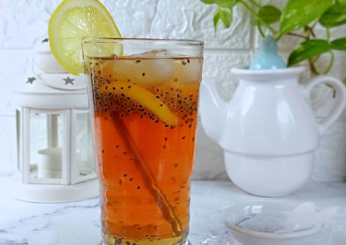 Resep Es Lemon Teh Selasih Iced Lemon Basil Tea Oleh Laila Dawud