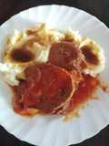 Friptură de porc la tigaie cu sos și piure de cartofi