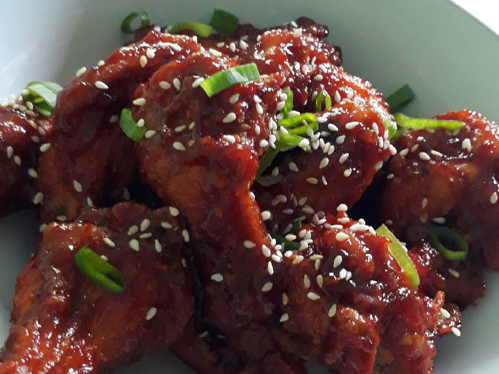 Cara Bikin Honey&amp;amp;spicy korean chicken wings Enak Dan Mudah