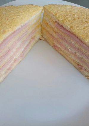 A picture of Fluffy's ham egg and cheese baked big sandwich.