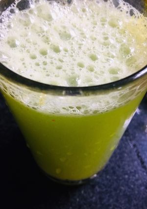 A picture of Aloe vera, amla, curry leaves juice.