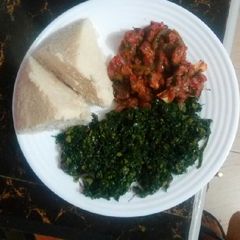 Beef fry and ugali spinach #authormarathon A picture of Beef fry and ugali spinach #authormarathon.