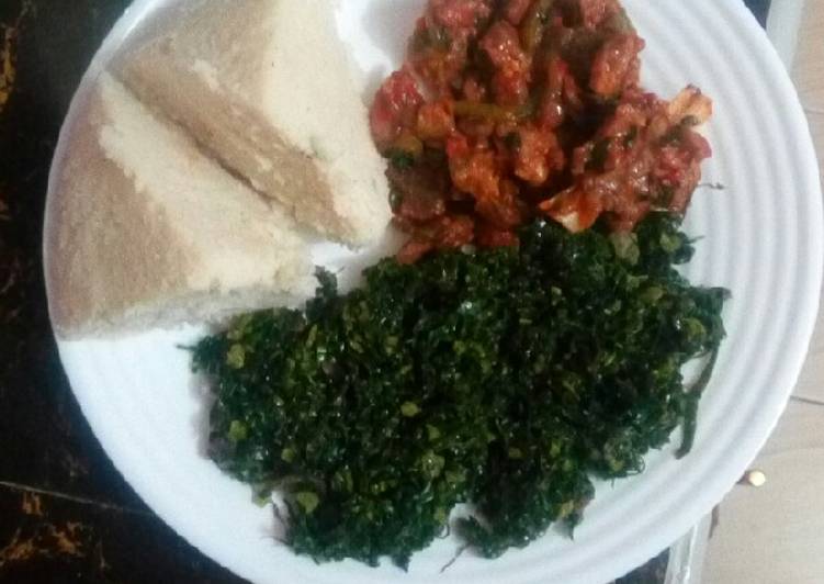 Step-by-Step Guide to Prepare Favorite Beef fry and ugali spinach #authormarathon
