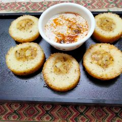 A picture of -sweet corn and potato stuffed roundels.