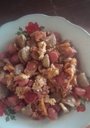Foto resep Orak arik telur, bakso, sosis, wortel