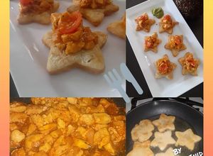 Una foto de Arepas con pollo guisado