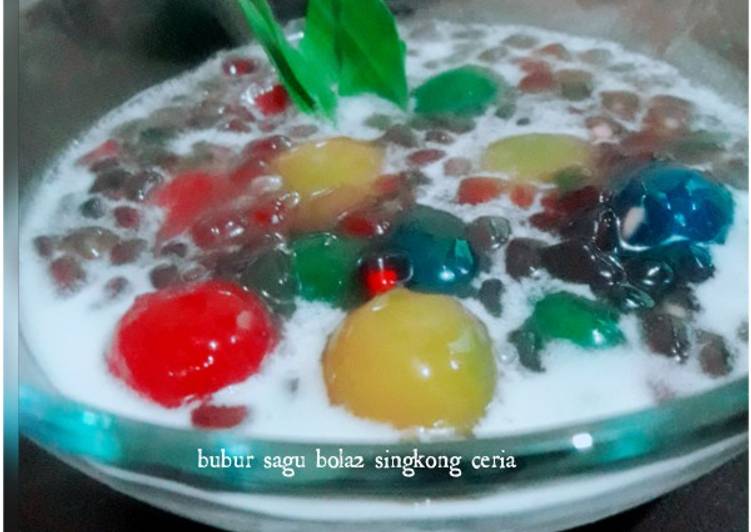 resep cara mengolah Bubur sagu bola2 singkong ceria