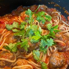 Spaghetti and meatballs A picture of Spaghetti and meatballs.