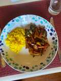 Salteado colorido con arroz con curry🥦🥕🫑 💛