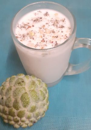A picture of Seasonal Sitaphal Milkshake --- No Fire Recipe.