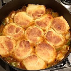 A picture of Chicken Casserole with Potato Cobbler.
