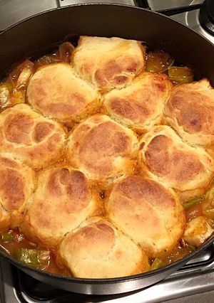 A picture of Chicken Casserole with Potato Cobbler.