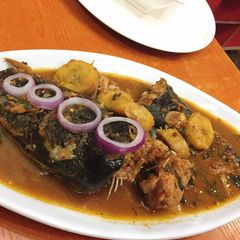 A picture of Catfish and plantain peppersoup.