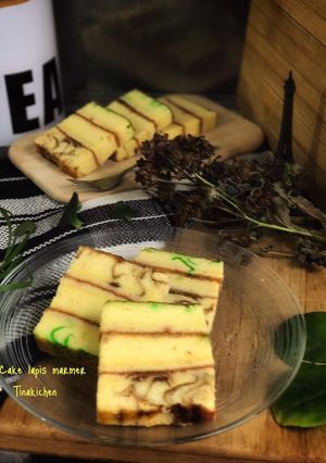 Foto resep CAKE LAPIS MARMER (Irit Telur & Tanpa Pengembang)