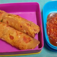 A picture of Avocado Paratha With Paneer Topping & Indian Pickles (Children's Favorite For Tiffin).