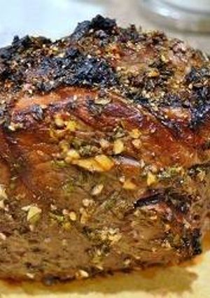 A picture of Garlicky Herb Cross Rib Roast Recipe.