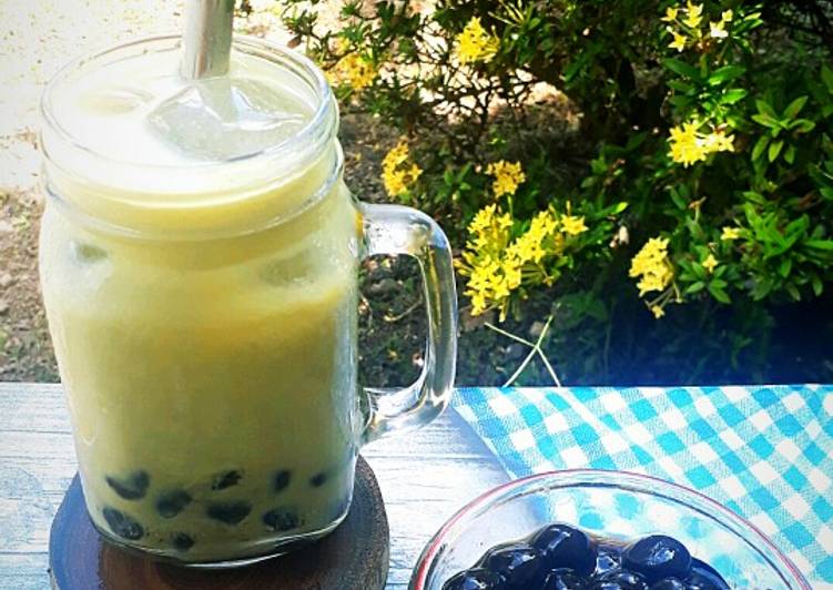 Langkah Mudah untuk Membuat Boba With Thai Milk Green Tea, Lezat Sekali