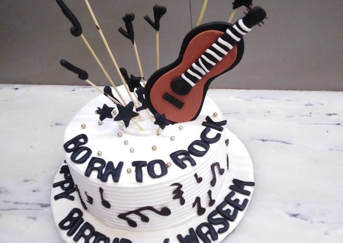 Recipe of Award-winning Birthday cake music theme top on fondant guitar 🎸🎸🎸