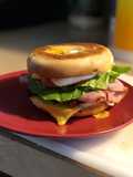 Roasted Bagel: stacked sandwich