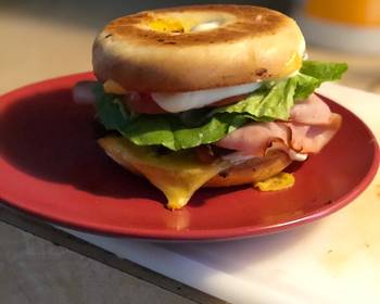 Ready to Serve Roasted Bagel stacked sandwich Restaurant Style