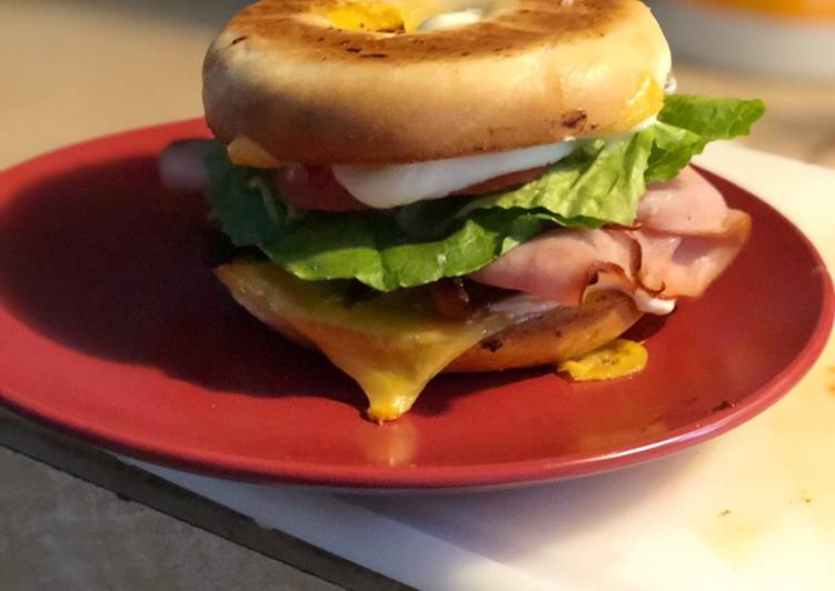 Roasted Bagel: stacked sandwich