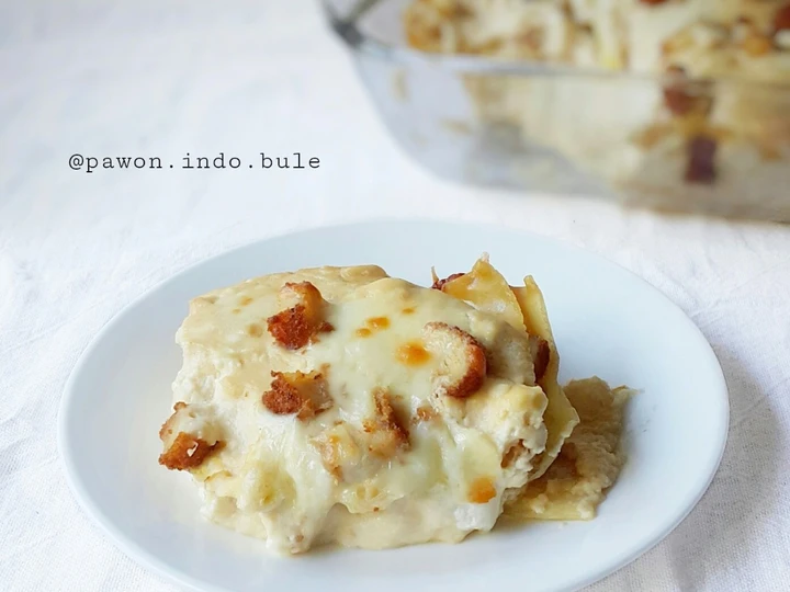 Langkah Mudah untuk Membuat Resep Chicken Katsu Lasagna dgn Saus Putih yang Bisa Manjain Lidah Anti Ribet, Mantap Sekali