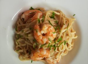 Una foto de Spaghetti con camarones