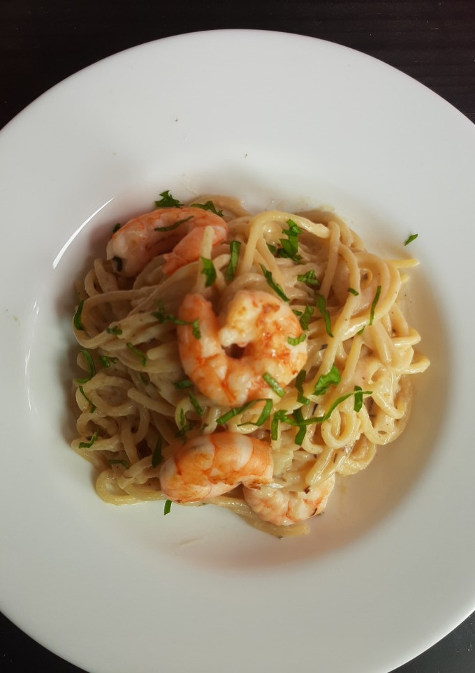 Una foto de Spaghetti con camarones