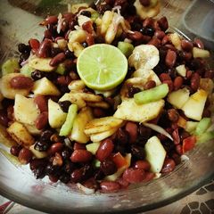 Beans and black chickpeas salad A picture of Beans and black chickpeas salad.
