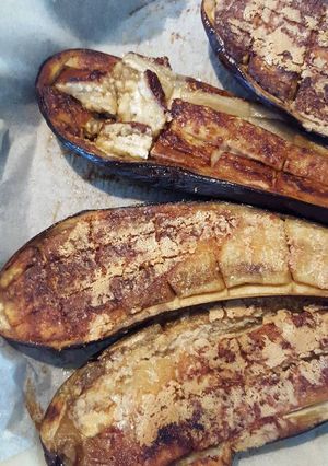 Une photo de Aubergines rôties au four