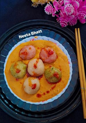 फलाहारी साबूदाना कलरफुल मोमोज़ और चटपटा सॉस रेसिपी मुख्य फोटो