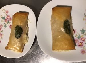 Une photo de Feuilletés de brick au jambon blanc basilic et mozzarella di buffala