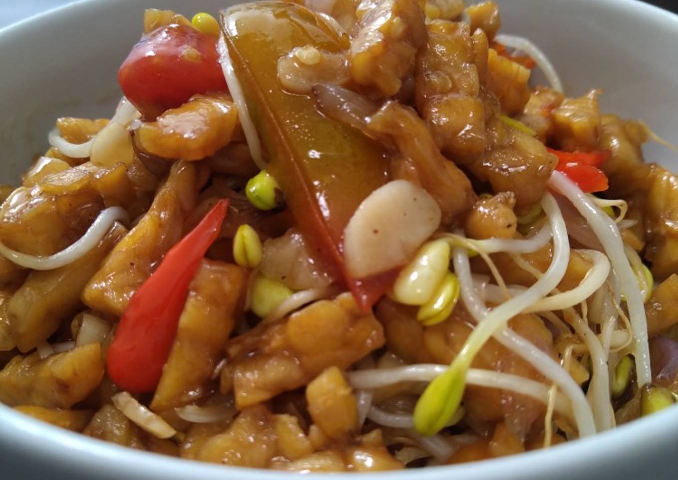 Tumis Tempe Kecambah Pedas Manis
