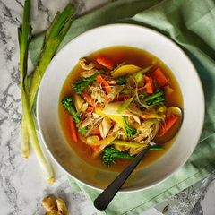 A picture of Chicken Noodle Soup (Using Chicken Carcass).