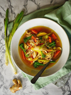 A picture of Chicken Noodle Soup (Using Chicken Carcass).