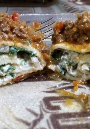 Una foto de Canelones de acelga y ricotta