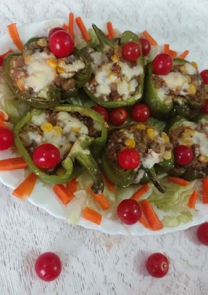 A picture of Stuffed capsicum/ bell pepper.
