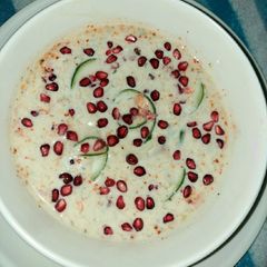 A picture of Pomegranate Cucumber Raita.