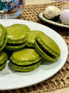 ｜甜點｜抹茶 x 巧克力馬卡龍French Macaron 的食譜成品照片