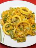 Arroz con anillas de calamar