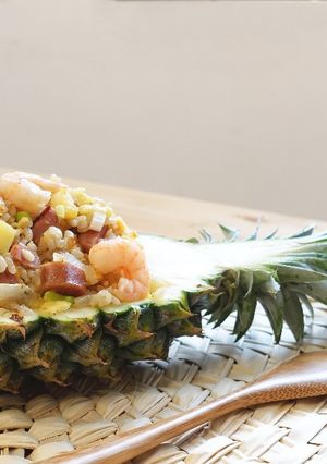 A picture of Fried rice with pineapple & shrimp.
