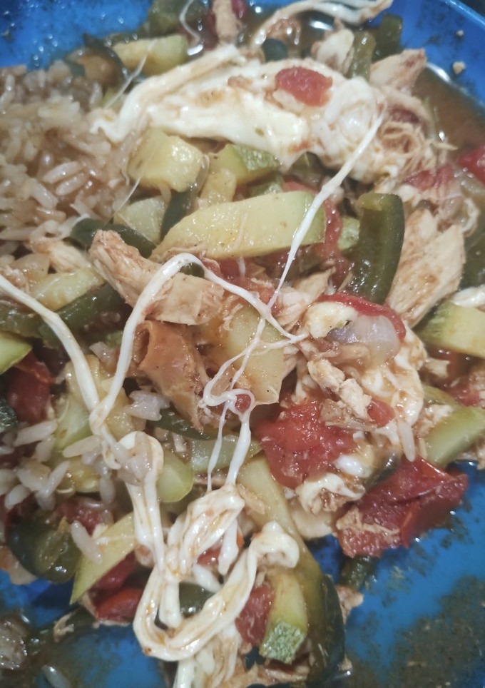 Una foto de Pollo, Rajas con calabazas "Disque alambre a mi estilo"