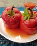 Pimientos rojos rellenos de carne picada