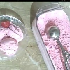A picture of Homemade strawberry ice cream.