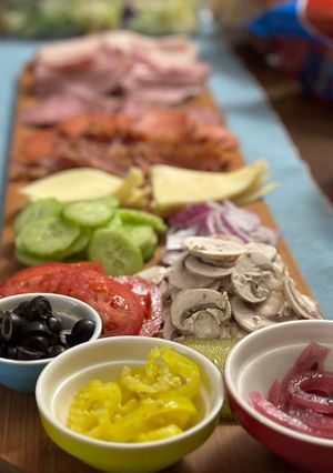 A picture of Subway at home/ sub board.