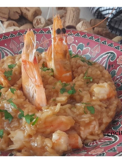 Una foto de Risotto de gambas