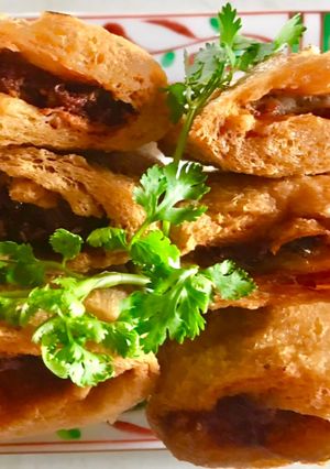 Hình của món Sườn chay dồn thịt chiên.