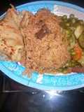 Pilau,peas and pancake